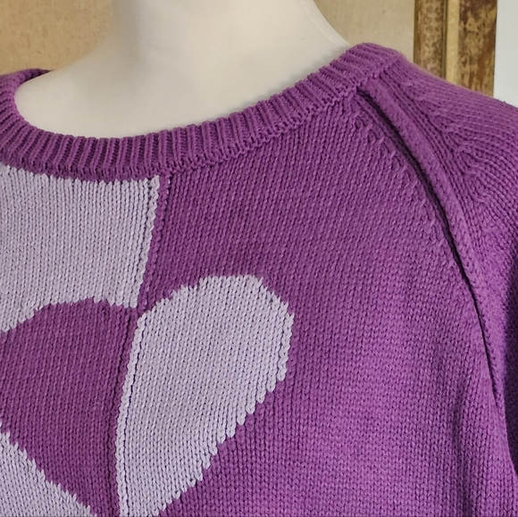 Kate & Mallory Two-Tone Purple Heart Sweater - Picture 11 of 15